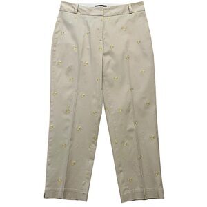 Talbots Beige with Lemon Embroidery Heritage Cropped Pant 6